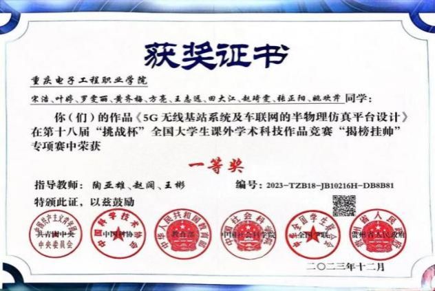 挑战杯奖状
